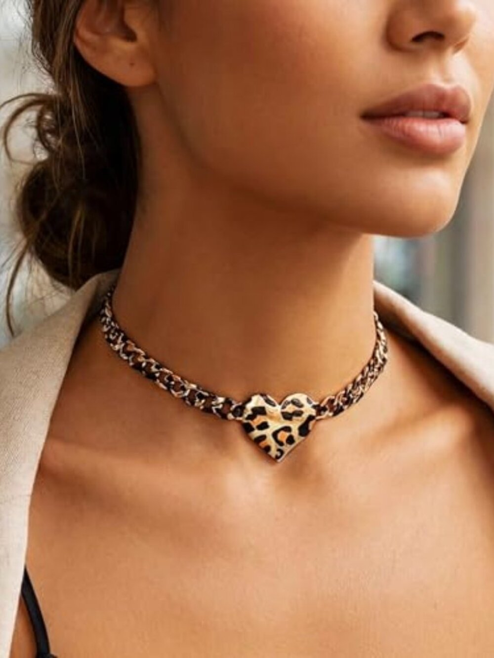 Leopard Chunky Choker‎ Necklace Gold Thick Necklace